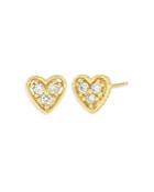Rachel Reid 14k Yellow Gold Diamond Mini Heart Stud Earrings