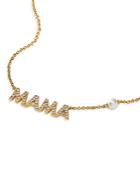 Nadri Pave Mama & Simulated Pearl Accent Pendant Necklace, 16-18