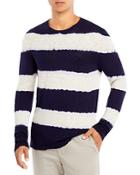 Atm Anthony Thomas Melillo Cotton Textured Tie Dyed Stripe Destroyed Long Sleeve Tee