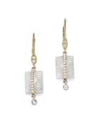 Meira T 14k White And Yellow Gold Rainbow Moonstone And Diamond Square Drop Earrings