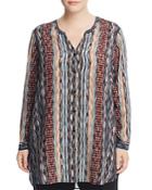 Nic And Zoe Plus Color Streaks Button Down Tunic