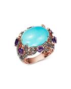 Bloomingdale's Turquoise, Amethyst & Brown Diamond Statement Ring In 14k Rose Gold - 100% Exclusive