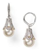 Nadri Pave Detail Pearl Drop Earrings