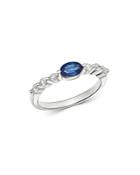 Bloomingdale's Oval Blue Sapphire & Diamond Band In 14k White Gold - 100% Exclusive