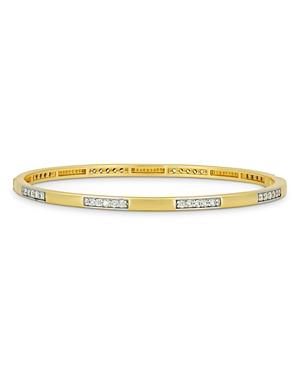 Freida Rothman Glistening Pave Bangle Bracelet In Two Tone Sterling Silver