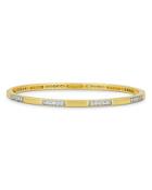 Freida Rothman Glistening Pave Bangle Bracelet In Two Tone Sterling Silver