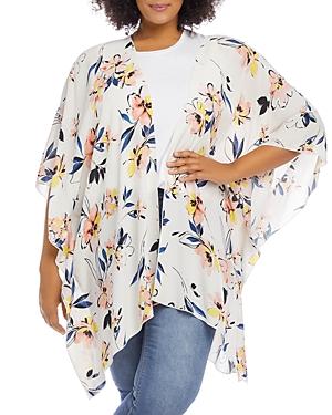 Karen Kane Plus Floral Print Open Front Jacket