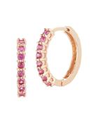Mateo 14k Rose Gold Pink Sapphire Huggie Hoop Earrings