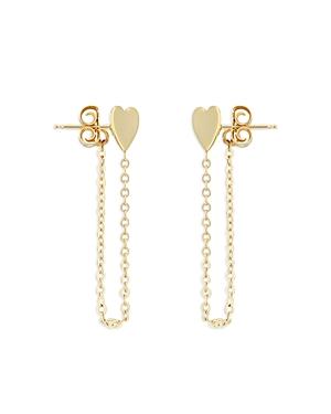 Moon & Meadow 14k Yellow Gold Heart Chain Drop Earrings