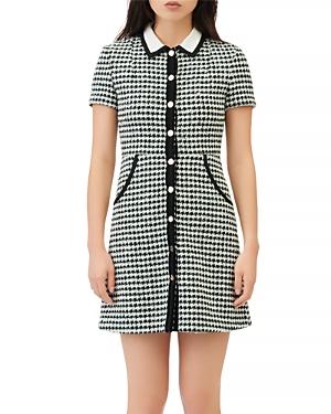 Maje Renaga Collared Tweed Mini Dress