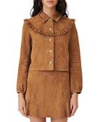 Maje Bendrie Ruffled Suede Jacket
