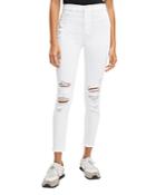 7 For All Mankind High Rise Ripped Skinny Ankle Jeans In Clean Whit