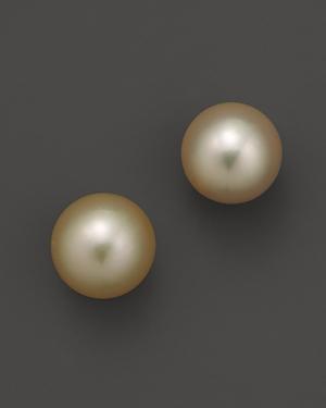 Golden South Sea Cultured Pearl Stud Earrings, 11-12mm