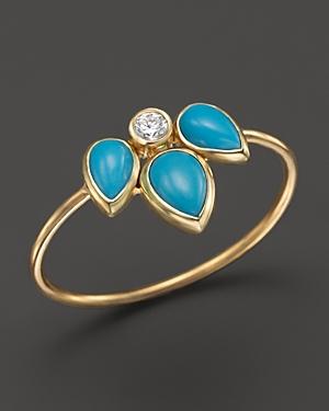 Zoe Chicco 14k Yellow Gold Ring With Turquoise And Diamond
