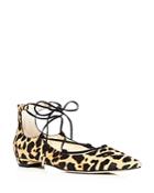 Ivanka Trump Tropicaly Leopard Print Lace Up Pointed Toe Ballet Flats