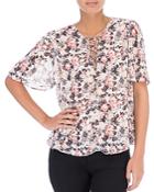 B Collection By Bobeau Lace-up Floral Blouse
