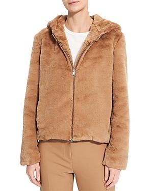 Theory Faux Rabbit Fur Hooded Jacket