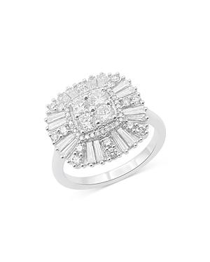 Bloomingdale's Diamond Round & Baguette Cluster Statement Ring In 14k White Gold, 1.50 Ct. T.w. - 100% Exclusive
