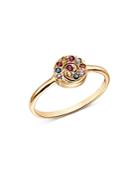 Shebee 14k Yellow Gold Multicolor Sapphire Spiral Ring
