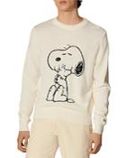 Sandro Wool Blend Snoopy Jacquard Straight Fit Crewneck Sweater