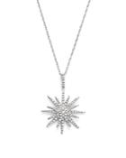 Diamond Starburst Pendant Necklace In 14k White Gold, .55 Ct. T.w.