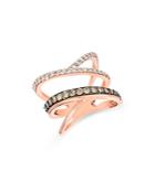 Bloomingdale's Brown And White Diamond Crossover Ring In 14k Rose Gold - 100% Exclusive