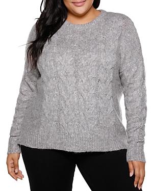 Belldini Plus Crewneck Cable Knit Sweater