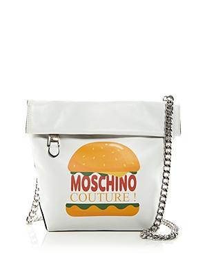 Moschino Burger Logo Leather Crossbody