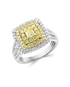 Bloomingdale's Yellow & White Diamond Cushion & Round Cut Statement Ring In 14k Yellow & White Gold, 1.40 Ct. T.w. - 100% Exclusive