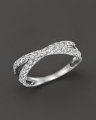 Diamond Crossover Band Ring In 14k White Gold, .75 Ct. T.w.