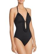 Kenneth Cole Pleats To Meet You Halter One Piece Swimsuit
