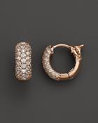 Diamond Pave Huggie Hoop Earrings 14k Rose Gold, .85 Ct. T.w.