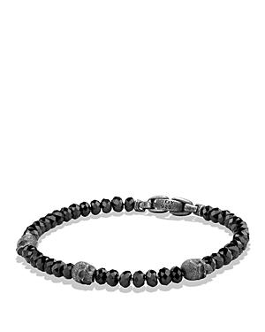 David Yurman Spiritual Beads Skull Station Bracelet In Black Spinel