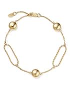 Oval Twist Link Bracelet With Beads In 14k Yellow Gold