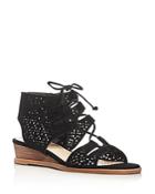Vince Camuto Retana Perforated Lace Up Demi Wedge Sandals