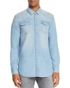 Scotch & Soda Bleached Indigo Denim Regular Fit Western Shirt