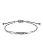 John Hardy Sterling Silver Classic Chain Diamond Pave Twisted Hammered Bolo Bracelet
