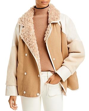 Oof Wear Double Breasted Faux Shearling Mixed-media Coat
