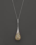 Diamond Pave Cage Pendant Necklace In 14k Yellow And White Gold, .25 Ct. T.w.