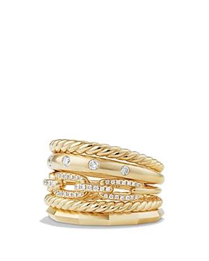 David Yurman Stax Wide Ring With Diamonds In 18k Gold