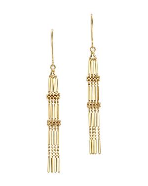 Beaded Chain Tassel Earrings In 14k Yellow Gold