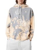 Allsaints Merger Cotton Logo Print Tie Dyed Relaxed Fit Hoodie