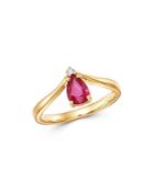 Bloomingdale's Ruby & Diamond-accent Chevron Ring In 14k Yellow Gold - 100% Exclusive