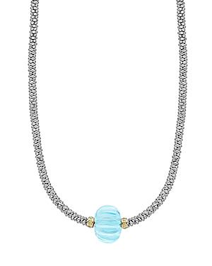 Lagos 18k Gold & Sterling Silver Caviar Forever Sky Blue Topaz Melon Bead Rope Necklace, 16