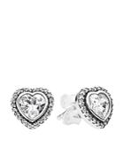 Pandora Earrings - Sterling Silver & Cubic Zirconia Sparkling Love Studs