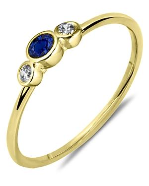 Meira T 14k Yellow Gold Blue Sapphire & Diamond Bezel Ring
