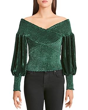 Bb Dakota Smocked Velvet Off The Shoulder Top