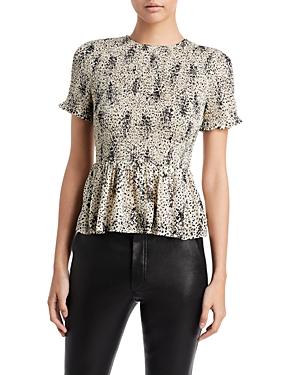 Aqua Smocked Abstract Floral Top - 100% Exclusive