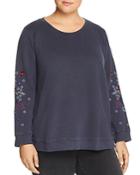 Lucky Brand Plus Embroidered Floral Sweatshirt