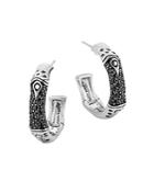 John Hardy Bamboo Silver Lava Hoop Earrings With Black Sapphire - 100% Exclusive